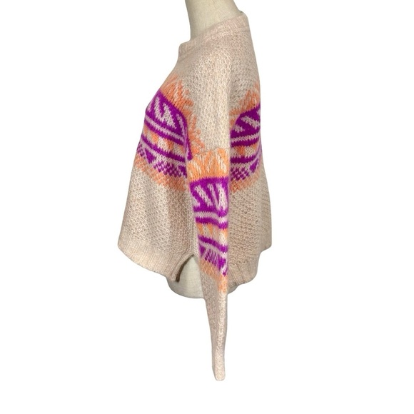 Xirena Sofia Alpaca Jacquard Knit Chunky Boxy Cropped Sweater in Dahlia Fiesta - Picture 7 of 12